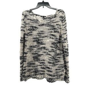 Mango MNG Suit Women’s Black Creme Metallic Marled Open Knit Pullover Sweater M